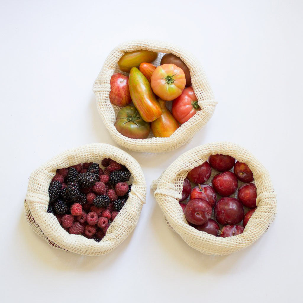 Reusable Organic Cotton Mesh Produce Bag - Zero Waste Plastic Free Groceries - Set of 3-3